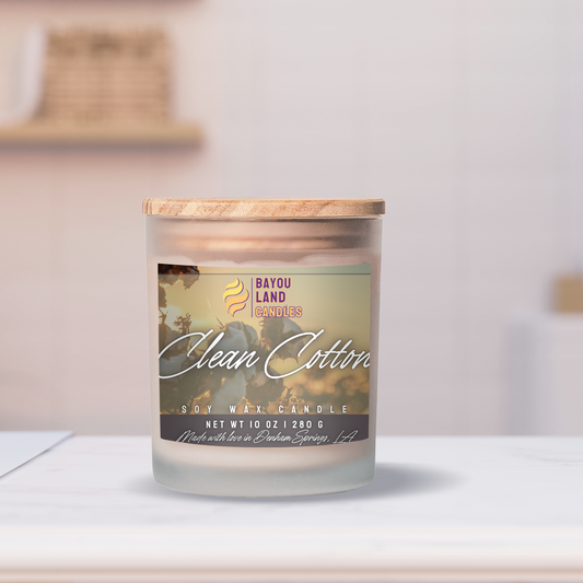 Clean Cotton - Bayou Land Candles - Clean Cotton Scented Candle Cotton Blossom Fragrance