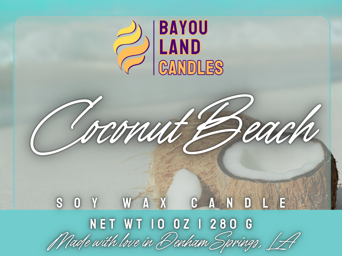 Coconut Beach - Bayou Land Candles - Coconut Beach Scented Candle Bayou Land Candles