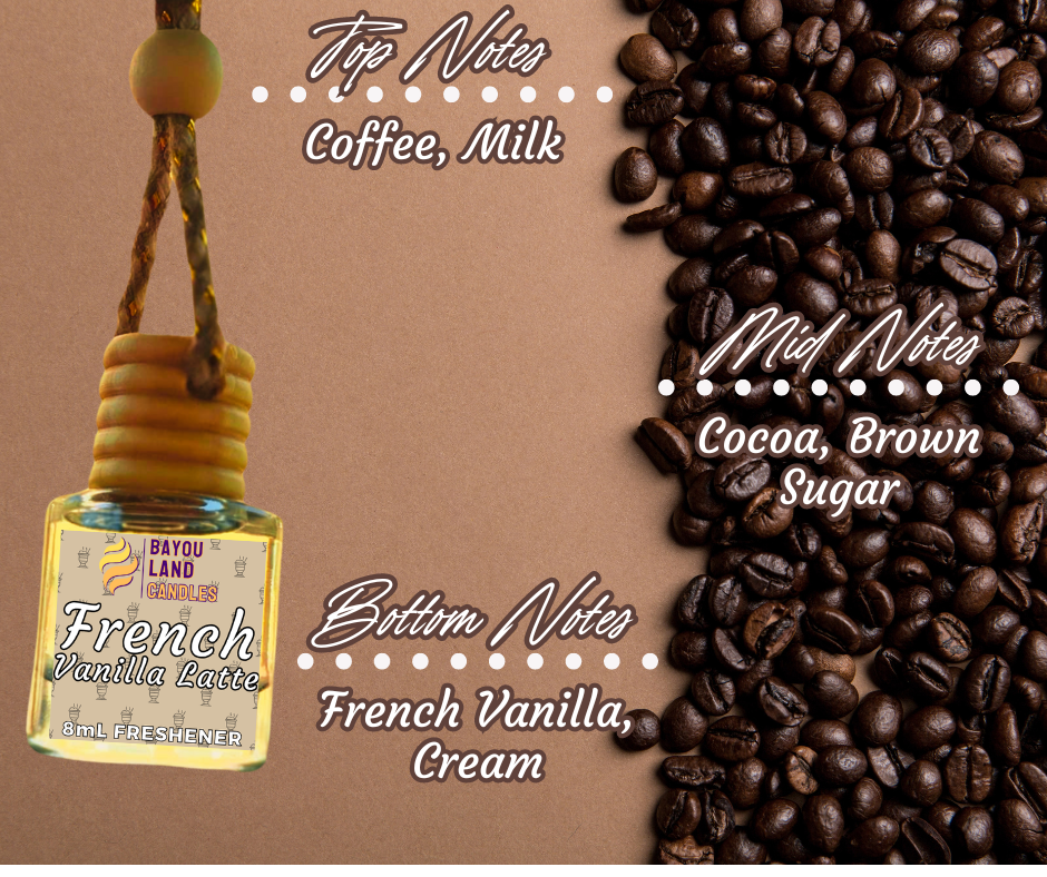 French Vanilla Latte - Bayou Land Candles - French Vanilla Latte Car Freshener Vanilla Scent