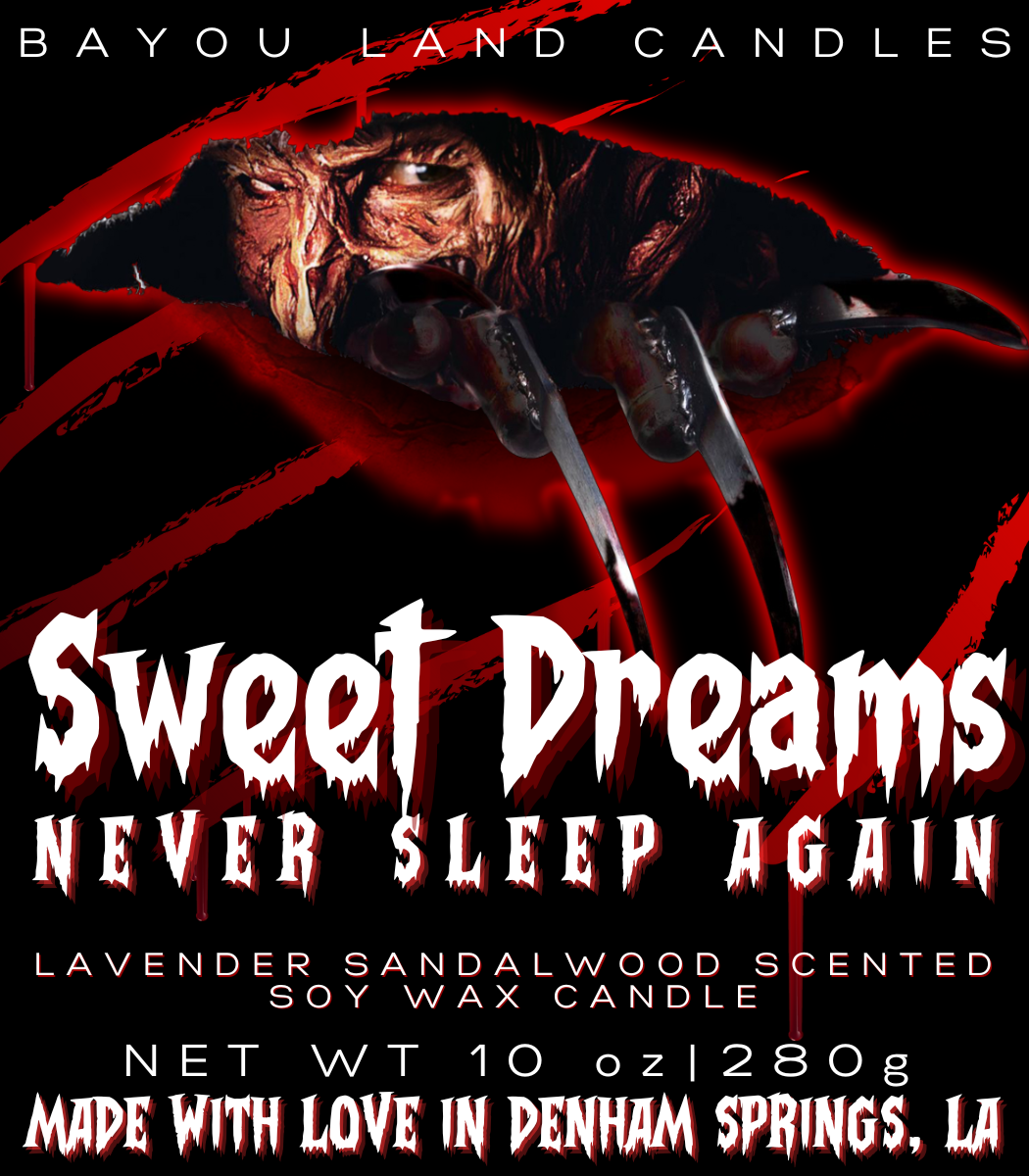 Never Sleep Again - Freddy Krueger - Bayou Land Candles - Freddy Krueger Candle Never Sleep Again Bayou Land