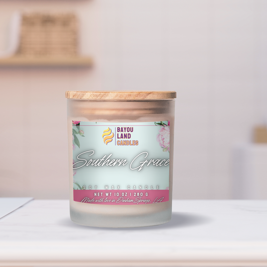 Southern Grace - Bayou Land Candles - Southern Grace Candle Green Floral Notes Soy Wax