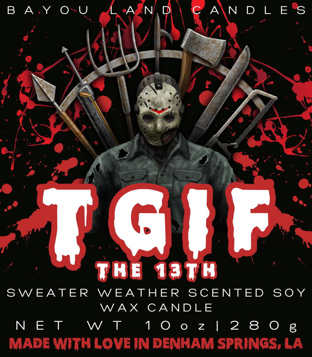 TGIF the 13th - Jason Voorhees - Bayou Land Candles - Jason Voorhees Candle Friday the 13th