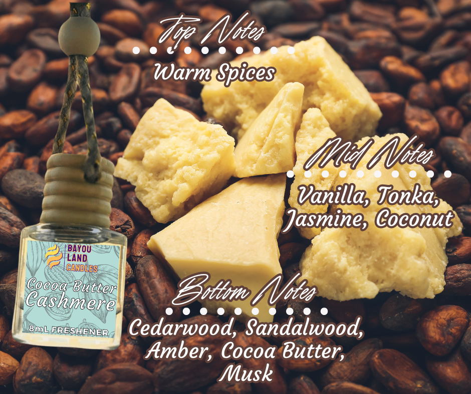Cocoa Butter Cashmere - Bayou Land Candles - Cocoa Butter Cashmere Car Freshener Bayou Land Candles