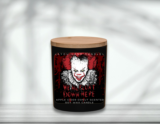 We All Float Down Here - Pennywise - Bayou Land Candles - Pennywise Candle Apple Cider Donut Scent Halloween